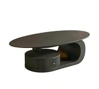 AnYaBinni Tavolino da Caffè Ovale Moderno, Tavolo da Salotto con Scaffali Aperti, Cassetti per Camera da letto, Ufficio, L:100/120 CM