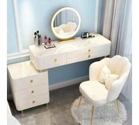 AnYaBinni Toeletta da Trucco con 10 Luce LED, 3 Colori, Luminosità Regolabile, Postazione Trucco con Cassetti in Legno, Sedia in Velluto per Donne e Ragazze, 80/100 * 40 * 78 CM