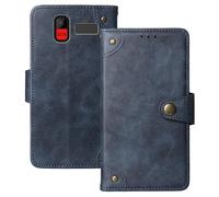 Anybird Azzurro Retro Pelle Case per Maxcom Comfort MM445 4G 2.8" Custodia Caso Premium Leather Cover Flip Guscio Protettiva Copertina Portafoglio Magnetico Anti Urto e Anti Graffi