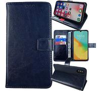 Anybird Blu Scuro Custodia in pelle Flip Case Protettiva Cover Skin Wallet per MyPhone Halo Q+ 2.8"