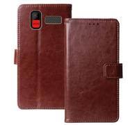 Anybird Marrone Custodia in pelle Flip Case Protettiva Cover Skin Wallet per Maxcom Comfort MM445 4G 2.8"