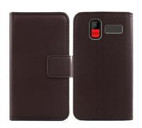 Anybird Marrone Vera Real Pelle Case per Maxcom Comfort MM445 4G 2.8" Custodia Caso Premium Leather Cover Flip Guscio Protettiva Copertina Portafoglio Magnetico Anti Urto e Anti Graffi