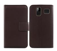 Anybird Marrone Vera Real Pelle Case per MyPhone HALO C 2.2" Custodia Caso Premium Leather Cover Flip Guscio Protettiva Copertina Portafoglio Magnetico Anti Urto e Anti Graffi