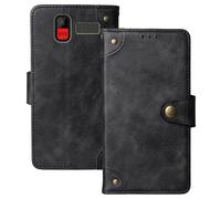 Anybird Nero Retro Pelle Case per Maxcom Comfort MM445 4G 2.8" Custodia Caso Premium Leather Cover Flip Guscio Protettiva Copertina Portafoglio Magnetico Anti Urto e Anti Graffi