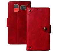 Anybird Rosso Retro Pelle Case per Funker C120 Classic 4G / C140 Clasic 4G 1.8" Custodia Caso Premium Leather Cover Flip Guscio Protettiva Copertina Portafoglio Magnetico Anti Urto e Anti Graffi