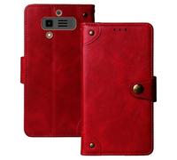 Anybird Rosso Retro Pelle Case per JCB Tradesman 3 4G 2.8" Custodia Caso Premium Leather Cover Flip Guscio Protettiva Copertina Portafoglio Magnetico Anti Urto e Anti Graffi