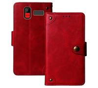 Anybird Rosso Retro Pelle Case per Maxcom Comfort MM445 4G 2.8" Custodia Caso Premium Leather Cover Flip Guscio Protettiva Copertina Portafoglio Magnetico Anti Urto e Anti Graffi
