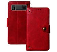Anybird Rosso Retro Pelle Case per Maxcom Strong MM918 4G 2.4" Custodia Caso Premium Leather Cover Flip Guscio Protettiva Copertina Portafoglio Magnetico Anti Urto e Anti Graffi