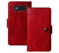 Anybird Rosso Retro Pelle Case per Panasonic KX-TU446EXB 2.4" Custodia Caso Premium Leather Cover Flip Guscio Protettiva Copertina Portafoglio Magnetico Anti Urto e Anti Graffi