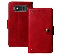 Anybird Rosso Retro Pelle Case per Panasonic KX-TU550EXB 4G 2.8" Custodia Caso Premium Leather Cover Flip Guscio Protettiva Copertina Portafoglio Magnetico Anti Urto e Anti Graffi