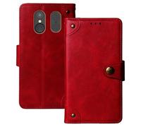 Anybird Rosso Retro Pelle Case per SPC TITAN VIEW 1.77" Custodia Caso Premium Leather Cover Flip Guscio Protettiva Copertina Portafoglio Magnetico Anti Urto e Anti Graffi