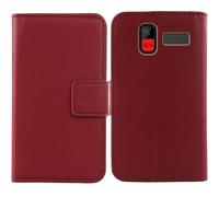 Anybird Rosso Vera Real Pelle Case per Maxcom Comfort MM445 4G 2.8" Custodia Caso Premium Leather Cover Flip Guscio Protettiva Copertina Portafoglio Magnetico Anti Urto e Anti Graffi