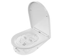 ANYCEE Copriwater con Abbassamento Automatico 42.5x36 CM, Sedile WC Forma Corta D in Duroplast, Copriwater Antibatterico, Sedile WC con Quick-Release, Vaschetta Universale, Bianco