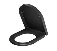 ANYCEE Copriwater con abbassamento automatico, formato lungo D sedile WC con funzione di sgancio rapido, facile da pulire, sedile WC con cerniere regolabili, versione in plastica, colore nero
