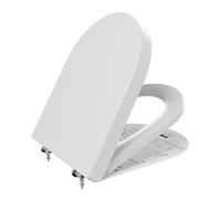 ANYCEE Copriwater con abbassamento automatico, sedile WC in Duroplast, copriwater con antibatterico, a forma di D, coperchio WC con funzione Quick Release universale, bianco