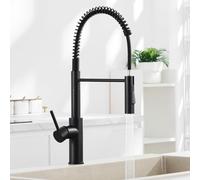 ANYCEE Miscelatore Cucina Nero con 2 Tipi di Getto, Arco Alto Rubinetto Lavello Cucina con Molla, Rubinetto Cucina Nero con Doccetta Estraibile e Girevole 360°