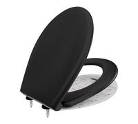 ANYCEE Tavoletta WC con Chiusura Ammortizzata, Copriwater Universali in Duroplast, Coperchio Water con Antibatterico, Asse WC O Forma, Sedile WC con Sgancio Rapido, Rapido Montaggio, Nero