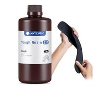 ANYCUBIC Resina Tough 2.0, Resina per Stampanti 3D con Maggiore Resistenza, Forte Allungamento e Alta Flessibilità, Resina 3D per Stampanti 3D a 4k/6k/8k LCD/DLP/SLA, Nero 1kg