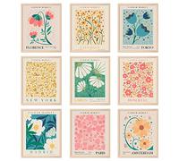 AnyDesign 9 stampe artistiche da parete con mercato dei fiori, poster senza cornice, poster con disegno floreale, decorazione colorata per galleria, soggiorno, bagno, 20,3 x 25,4 cm