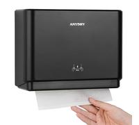 anydry Dispenser di Asciugamani da Parete, Compatibile con Piega a C, Nero, ABS, Adatto per Carta Piegata Dimensioni 25,4x7,9 cm, Può Contenere 200 Asciugamani di Carta
