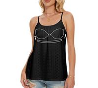 ANYFITTING Canottiera con Reggiseno Incorporato Spaghetti Top da Donna con Spalline Sottili con Cinturino Regolabile per Yoga, Fitness, Abbigliamento Casual Quotidiano Nero S