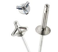 ANYGKT 50 Pezzi Rivetti ciechi Pieghevoli Silver Pop Rivetti in Lega di Alluminio 3,2 mm 4,0 mm 4,8 mm bullone Gambo in Acciaio mandrino Rivetti di Scarico Elementi di Fissaggio(4.8x25mm)