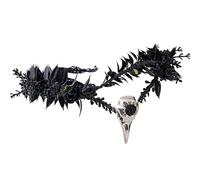Anyhot Corona di fiori nera fatta a mano - Gothic Cranio regolabile tiara strega fascia con fata scura copricapo con strass per mago Halloween cosplay carnevale matrimonio cosplay carnevale