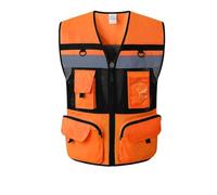 Anyhot Gilet di sicurezza riflettente con tasche multiple di sicurezza riflettente per gilet di sicurezza per imprenditore, gilet arancione/giallo, arancione, L, arancione, L
