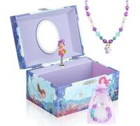 Anyiner Carillon portagioie per bambine, con carillon e sirena, set regalo con collana e braccialetto, regalo di compleanno per bambine dai 3 ai 10 anni (sirena viola)
