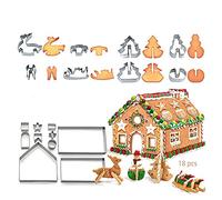 Anyingkai 3D Casa di Marzapane Formine per Biscotti,18 Pezzi Tagliabiscotti Natalizi Set,Tagliabiscotti Casetta pan di Zenzero,Stampini Biscotti Natale,Gingerbread House Kit