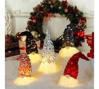 Anyingkai 5 Pezzi Gnomi Natalizi Luminosi,Gnomo Natale con LED,Gnomi Natalizi Piccoli Seduti,Decorazioni Natalizie di Gnomi,Natale Gnomo Peluche,Gnomi Natalizi Set,Ornamenti Regalo Natalizi (5B)