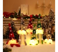 Anyingkai 6 Pezzi Gnomi Natalizi Luminosi,Gnomo Natale con LED,Gnomi Natalizi Piccoli Seduti,Decorazioni Natalizie di Gnomi,Natale Gnomo Peluche,Gnomi Natalizi Set,Ornamenti Regalo Natalizi