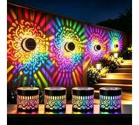 Anyingkai Lampade solari da parete a forma di mandala, 2 confezioni di lampade solari per esterni e giardini, impermeabilità IP65, luce solare per esterni, colore bianco, per recinzione, cortile