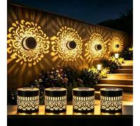 Anyingkai Lampade solari da parete a forma di mandala, 2 confezioni di lampade solari per esterni e giardini, impermeabilità IP65, luce solare per esterni, colore bianco, per recinzione, cortile