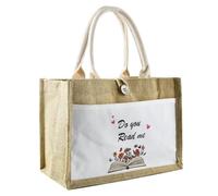 anyìshwu Borsa Personalizzabile in Juta Laminata,Borsa Mare Personalizzata“Motivo Floreale Nel Libro”Nome Paglia,Borsas di Iuta Riutilizzabile per Le Donne,Borsas Da Donna Portatile(32x22x13cm)