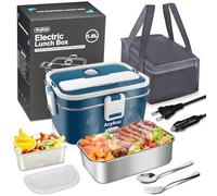 Anykuu 100 W Scaldavivande Elettrico Portatile 1.8L Porta Pranzo Termico 3 in 1(12V/24V/240V) per Auto Camion e Ufficio Lunch Box Riscaldatore Scalda Vivande Portatile con Forchetta e Cucchiaio