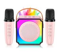Anykuu Karaoke per Bambini con 2 Microfono Wireless Karaoke, Macchina per Karaoke con Luci LED e Cambio Voce, Giocattoli per Karaoke Ricaricare per Regalo Bambina 3-12 Anni