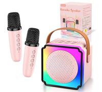 Anykuu Karaoke per Bambini con Microfono, Macchina per Karaoke Senza Fili Portatile con 2 Wireless Microfono e Luce LED, Cambia Voce, Giocattoli per Karaoke Ricaricare per Ragazzi e Ragazze