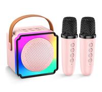 Anykuu Karaoke per Bambini con Microfono, Macchina per Karaoke Senza Fili Portatile con 2 Wireless Microfono e Luce LED, Cambia Voce, Giocattoli per Karaoke Ricaricare per Ragazzi e Ragazze