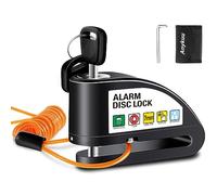 Anykuu Lucchetto Antifurto Moto Bloccadisco Moto Lucchetto Moto Impermeabile Portatile da 7 mm con Allarme Sonoro 110DB e 1.5m Reminder Cavetto per Moto Bici e Scooter Allarme Blocco Disco