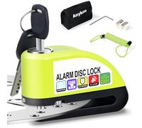 Anykuu Lucchetto Moto Antifurto con Allarme 110DB Bloccadisco Moto Impermeabile Portatile da 7 mm Blocca Disco Moto con 2 Chiavi e 1.5m Reminder Borsa Protezione Antifurto per Bici Motocross Scooter