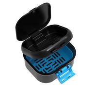 ANYLEY Contenitore per protesi a prova di perdite, scatola per protesi a doppio strato con filtro per ammollo protesi, custodia robusta e infrangibile per viaggi, casa e ufficio (nero + blu)