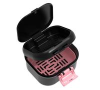 ANYLEY Contenitore per protesi a prova di perdite, scatola per protesi a doppio strato con filtro per ammollo protesi, robusta e resistente agli urti, per viaggi, casa e ufficio (nero + rosa)