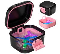 ANYLEY Custodia per protesi a prova di perdite, custodia portatile per la pulizia con filtro, scatola di pulizia sicura per protesi dentarie e parentesi graffe, universale, per anziani, atleti e