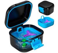 ANYLEY Custodia per protesi a prova di perdite, custodia portatile per pulizia con filtro, scatola di pulizia sicura per protesi dentarie e parentesi graffe, universale, per anziani, atleti e