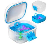 ANYLEY Custodia per protesi a prova di perdite, custodia portatile per pulizia con filtro, scatola di pulizia sicura per protesi dentarie e parentesi graffe, universale, per anziani, atleti e