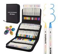 AnyMark 48 Colori Pennarelli Acrilici Doppia Punta Dot e Fine Marker Acrilici