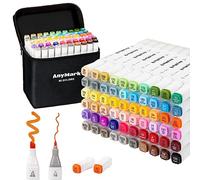 AnyMark Set di 60 Pennarelli ad Alcool, Doppia Punta Scalpello e Fine, Pennarelli Artistici a Base di Alcool per Disegno e Colorazione, Fusto Bianco