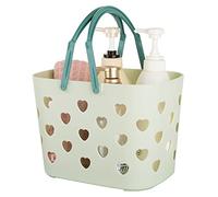 Anyoifax Cestino portaoggetti portatile in plastica con manico, per bagno, dispensa, cucina, dormitorio universitario, garage, verde