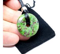 Anyolite Rubino Zoisite Ciambella Ciondolo 30mm Cordoncino Perline Nuova Coll...